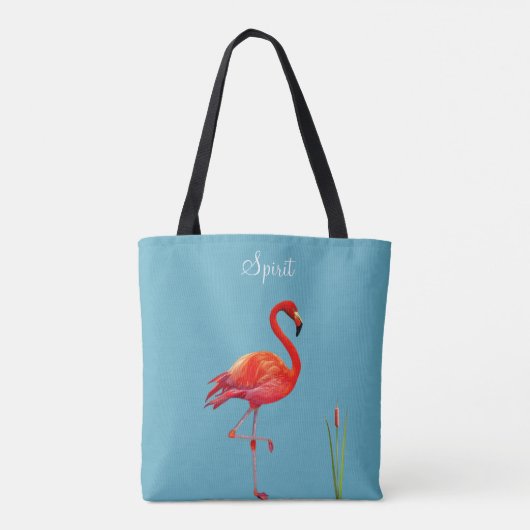 Red Flamingo auf Light Blue Tasche (Rückseite)