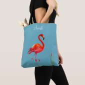 Red Flamingo auf Light Blue Tasche (Von Nahem)
