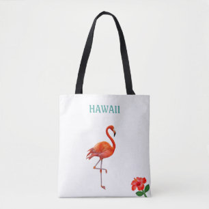 Red Flamingo und Hibiskus Blume Tasche