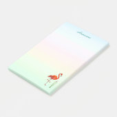 Red Flamingo und Reed Pflanze auf Pastel Shades Post-it Klebezettel (angewinkelt)