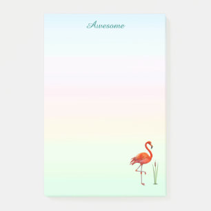 Red Flamingo und Reed Pflanze auf Pastel Shades Post-it Klebezettel