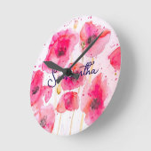 Red Flanders Poppy Blume Muster Vielen Dank Runde Wanduhr (Winkel)