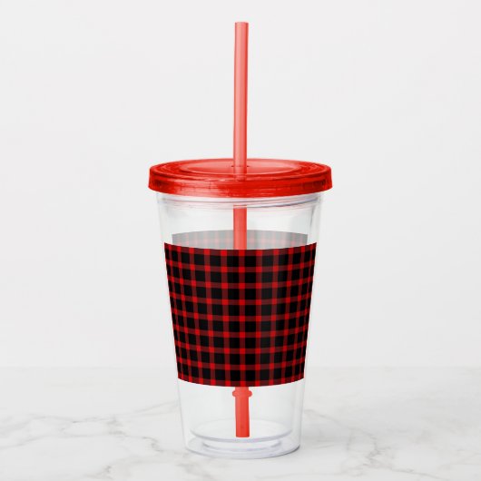 Red Flanell Weihnachten/Winter Acrylic Tumbler Acryltrinkbecher (Vorderseite)