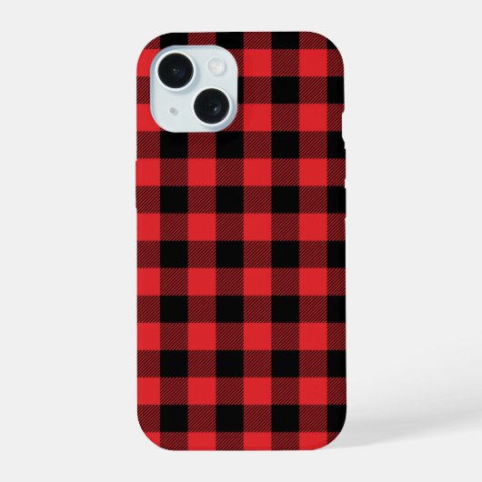 Red Flannel Buffalo Karo Pattern iPhone 15 Hülle (Rückseite)