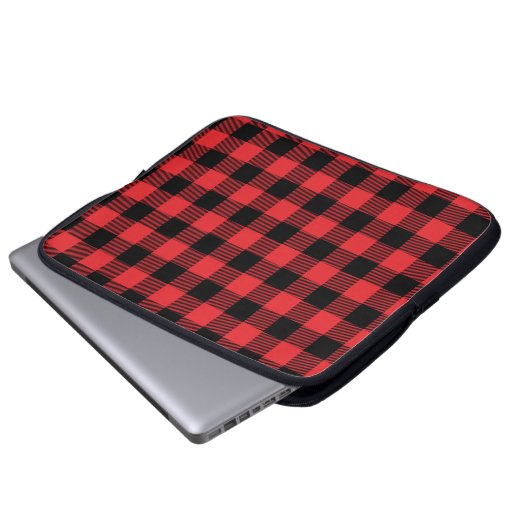Red Flannel Buffalo Karo Pattern Laptopschutzhülle (Vorne Knopf)