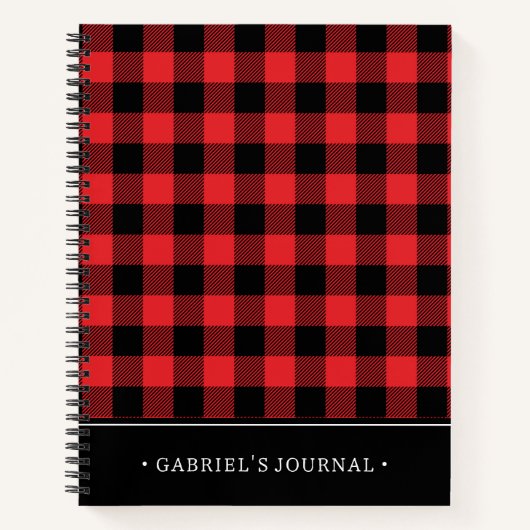 Red Flannel Buffalo Karo Pattern | Name hinzufügen Notizblock (Vorderseite)