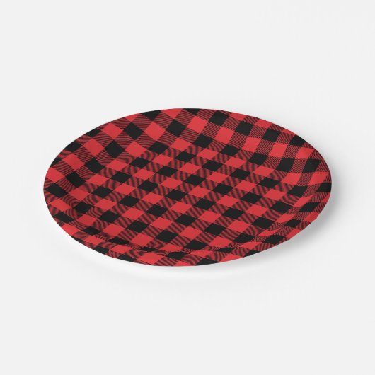 Red Flannel Buffalo Karo Pattern Pappteller (Schrägansicht)