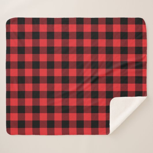 Red Flannel Buffalo Karo Pattern Sherpadecke (Vorderseite (Horizontal))