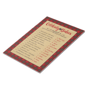 Red Flannel Celebrity Babies Baby Showspiel Pack Notizblock