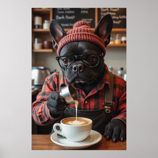 Red Flannel Frenchie: Brew und Buzz Poster (Vorne)