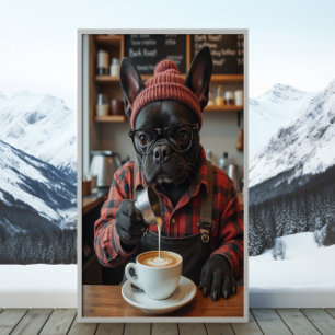 Red Flannel Frenchie: Brew und Buzz Poster