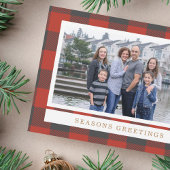 Red Flannel Holiday Foto Card Feiertagskarte