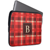 Red Flannel Look Kariert mit Custom Monogram Laptopschutzhülle (Vorne Rechts)