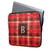 Red Flannel Look Kariert mit Custom Monogram Laptopschutzhülle (Vorderseite Links)