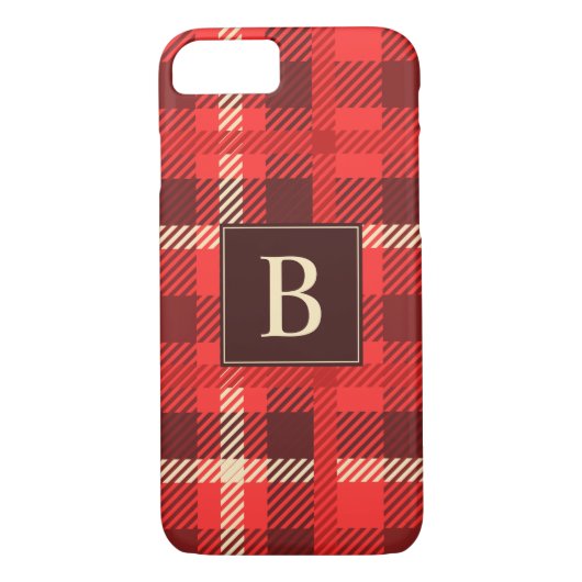 Red Flannel Look Kariert mit Monogram Case-Mate iPhone Hülle (Rückseite)
