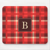 Red Flannel Look Kariert mit Monogram Mousepad (Vorne)