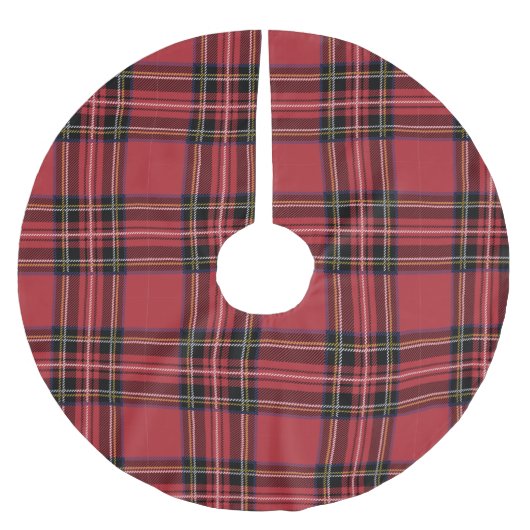 Red Flannel Pattern Polyester Weihnachtsbaumdecke (Vorderseite)