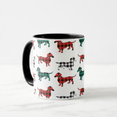 Red Flannel Weihnachtsfeste Dackeln Tasse (Vorderseite Links)