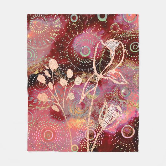 Red Fleece Blanket mit Blume (Vorderseite)
