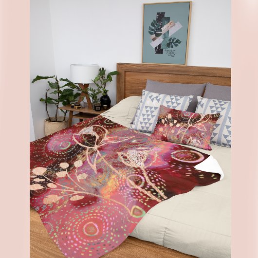 Red Fleece Blanket mit Blume