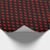Red Fleur-de-lis auf Black Geschenkpapier (Ecke)