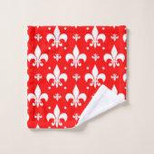 Red Fleur-de-lis-Muster Badhandtuch Set (Waschlappen)