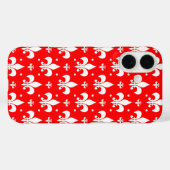 Red Fleur-de-lis-Muster Case-Mate iPhone Hülle (Rückseite (Horizontal))