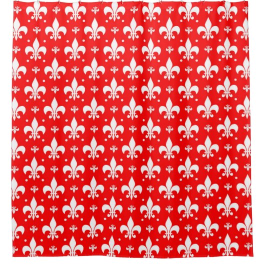 Red Fleur-de-lis-Muster Duschvorhang (Vorderseite)