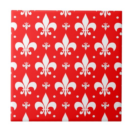 Red Fleur-de-lis-Muster Fliese (Vorderseite)