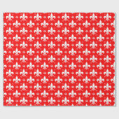 Red Fleur-de-lis-Muster Geschenkpapier (Flach)