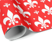 Red Fleur-de-lis-Muster Geschenkpapier (Rolleneckpunkt)