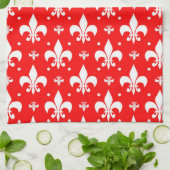 Red Fleur-de-lis-Muster Geschirrtuch (Gefaltet)