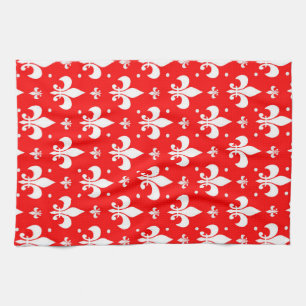 Red Fleur-de-lis-Muster Geschirrtuch