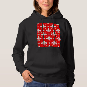 Red Fleur-de-lis-Muster Hoodie