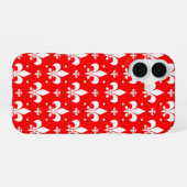 Red Fleur-de-lis-Muster iPhone 16 Hülle (Rückseite (Horizontal))