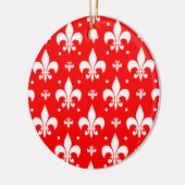 Red Fleur-de-lis-Muster Keramik Ornament (Links)