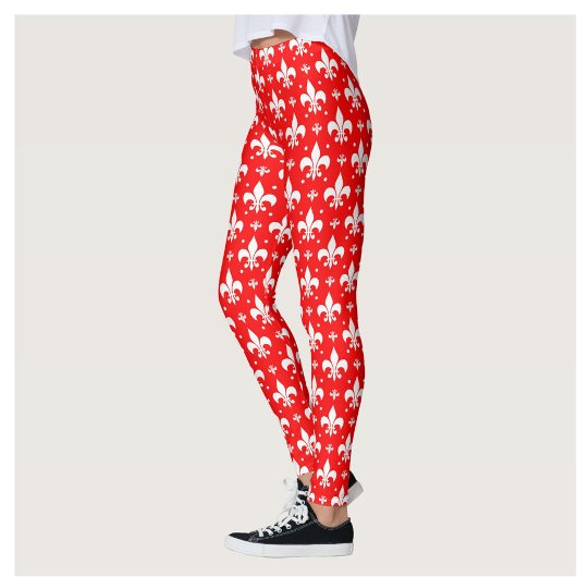 Red Fleur-de-lis-Muster Leggings