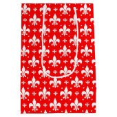 Red Fleur-de-lis-Muster Mittlere Geschenktüte (Rückseite)