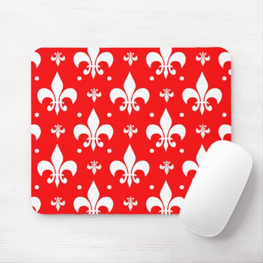 Red Fleur-de-lis-Muster Mousepad (Mit Mouse)
