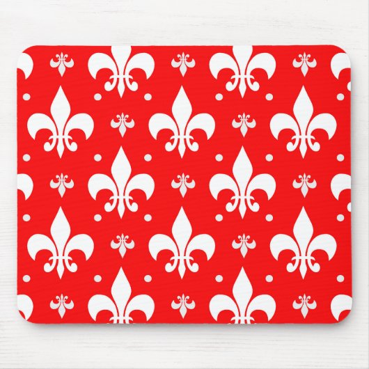 Red Fleur-de-lis-Muster Mousepad (Vorne)
