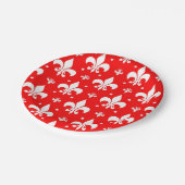 Red Fleur-de-lis-Muster Pappteller (Schrägansicht)