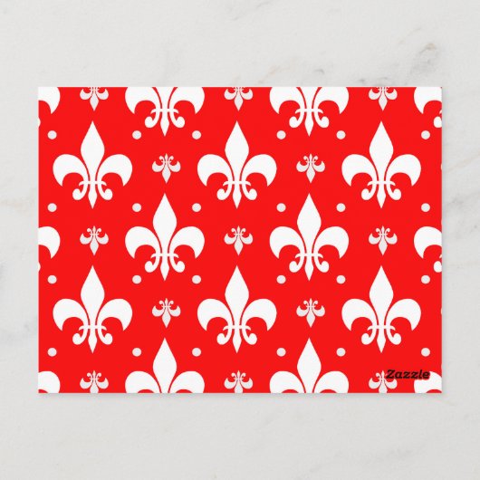 Red Fleur-de-lis-Muster Postkarte (Rückseite)