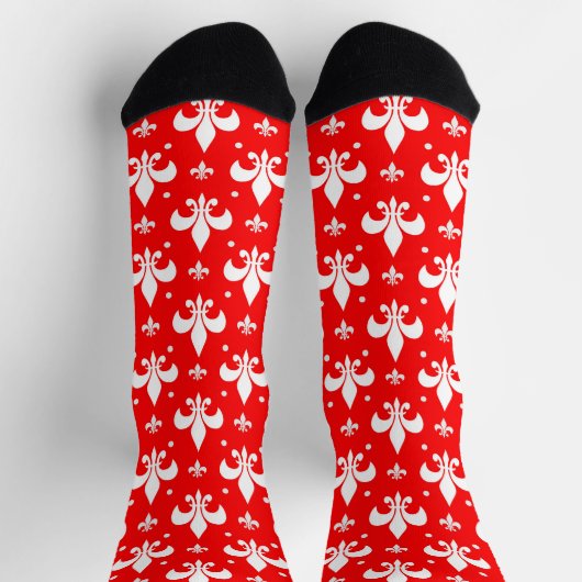 Red Fleur-de-lis-Muster Socken (Oben)