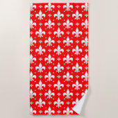 Red Fleur-de-lis-Muster Strandtuch (Vorderseite)