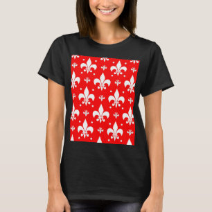 Red Fleur-de-lis-Muster T-Shirt