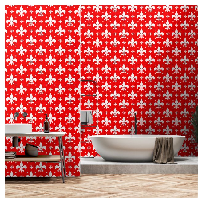 Red Fleur-de-lis-Muster Tapete (Von Creator hochgeladen)