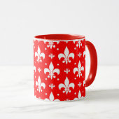 Red Fleur-de-lis-Muster Tasse (VorderseiteRechts)