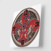 Red Fleur De Lis Water Meter Cover Clock Face Quadratische Wanduhr (Winkel)
