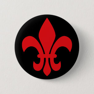Red Fleur de Lys Button