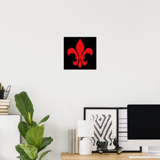 Red Fleur de Lys Poster (Heimbüro)